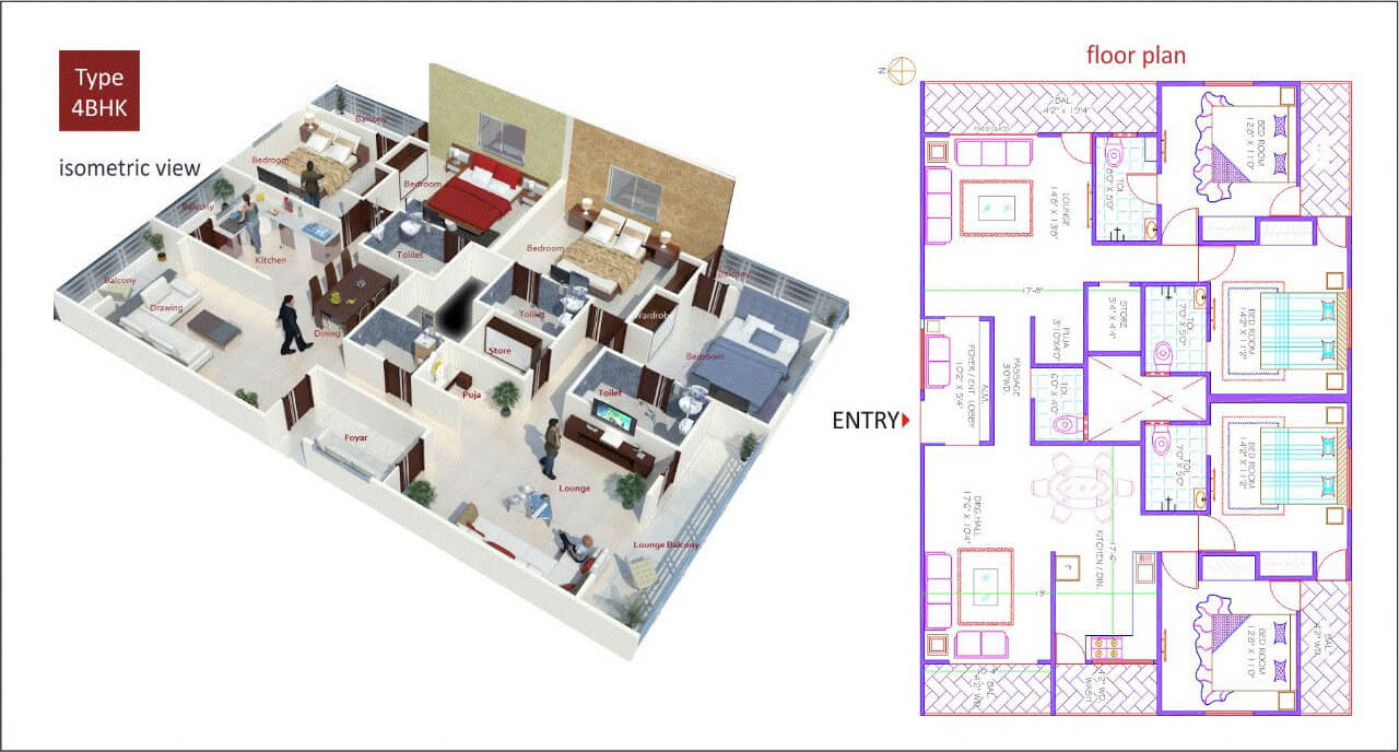 4BHK Floor Plan
